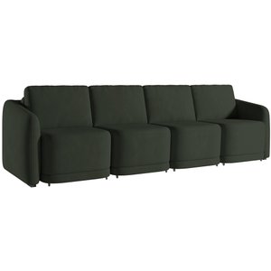 Sofá Cama para Sala de Estar 5 Lugares 436cm Montserrat K01 Veludo Verde - Lyam Decor