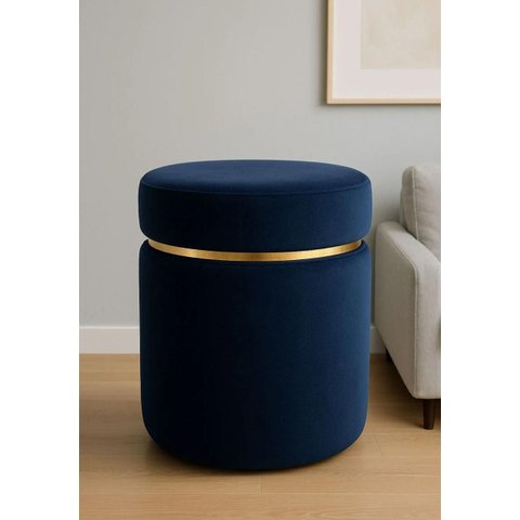 Pu Cinta Dourada Superior Azul Tecido de Veludo