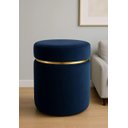Ver imagem 1 de Pu Cinta Dourada Superior Azul Tecido de Veludo