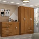 Ver imagem 1 de Guarda-roupa Bella 4 Portas 2 Gavetas com Cômoda 2 Portas 5 Gavetas Cinamomo - Panorama Móveis