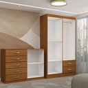 Ver imagem 5 de Guarda-roupa Bella 4 Portas 2 Gavetas com Cômoda 2 Portas 5 Gavetas Cinamomo - Panorama Móveis
