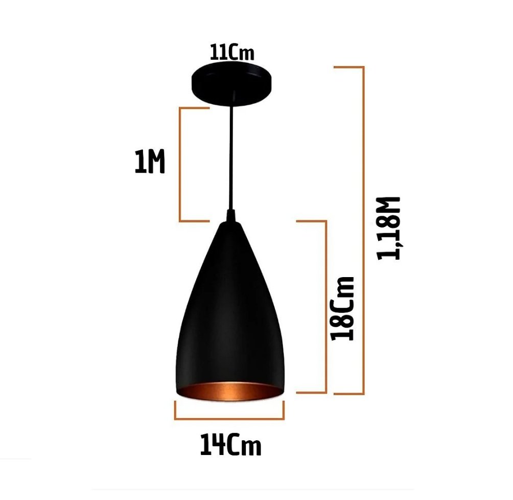 Kit 3 Pendentes Luminária de Teto Vegas Preto com Cobre - Ilumania Iluminia Luminaria Pendentes De T - 4
