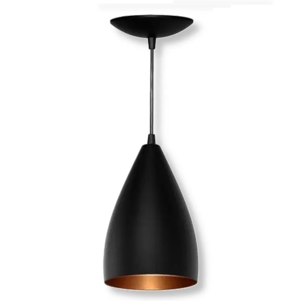 Kit 3 Pendentes Luminária de Teto Vegas Preto com Cobre - Ilumania Iluminia Luminaria Pendentes De T - 3