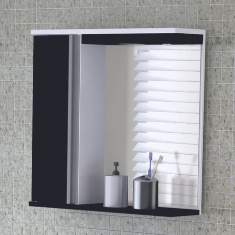 Espelheira com LED 1 Porta 70,5x67,5x14,5cm Preto