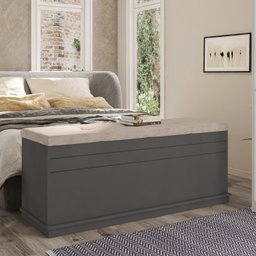 Baú Calçadeira Recamier Tampo Estofado e Revestido com Capitonê Gênova II - 1