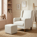 Ver imagem 1 de Poltrona de Amamentação Fixa com Puff e Almofada Bouclé Bege Sophia