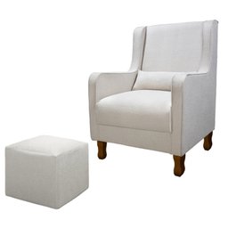 Poltrona de Amamentação Fixa Sophia com Puff Reto e 1 Almofada Bouclé - 2