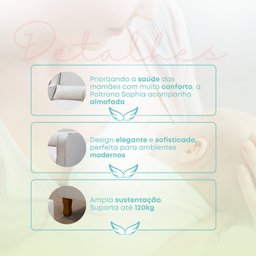 Poltrona de Amamentação Fixa Sophia com Puff Reto e 1 Almofada Bouclé - 4