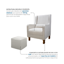 Ver imagem 4 de Poltrona de Amamentação Fixa com Puff e Almofada Bouclé Bege Sophia