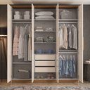 Ver imagem 4 de Guarda Roupa Casal 6 Portas 3 Gavetas Cover Bege/Off White/Nature