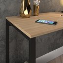 Ver imagem 3 de Mesa Escritório Escrivaninha Office Estilo Industrial Vintage Madeira com Preto 90x50cm