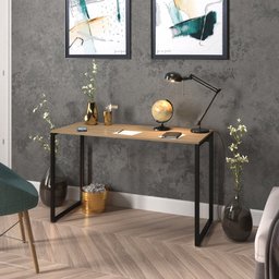 Mesa Escritório Escrivaninha Office Estilo Industrial Vintage Madeira com Preto 90x50cm - 2