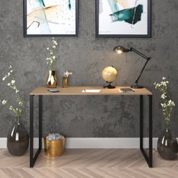 Mesa Escritório Escrivaninha Office Estilo Industrial Vintage Madeira com Preto 90x50cm - 1