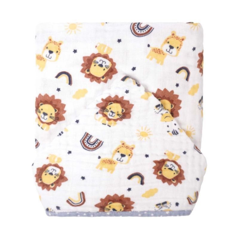 Ver imagem 3 de Kit Enxoval Bebe Jogo de Lençol, Toalha de Banho e Pano de Boca Cor:leão Azul