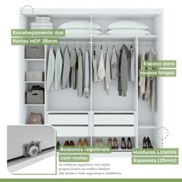 Guarda Roupa Casal Ripado 2 Portas 4 Gavetas com Pés Upper Yescasa  - 5