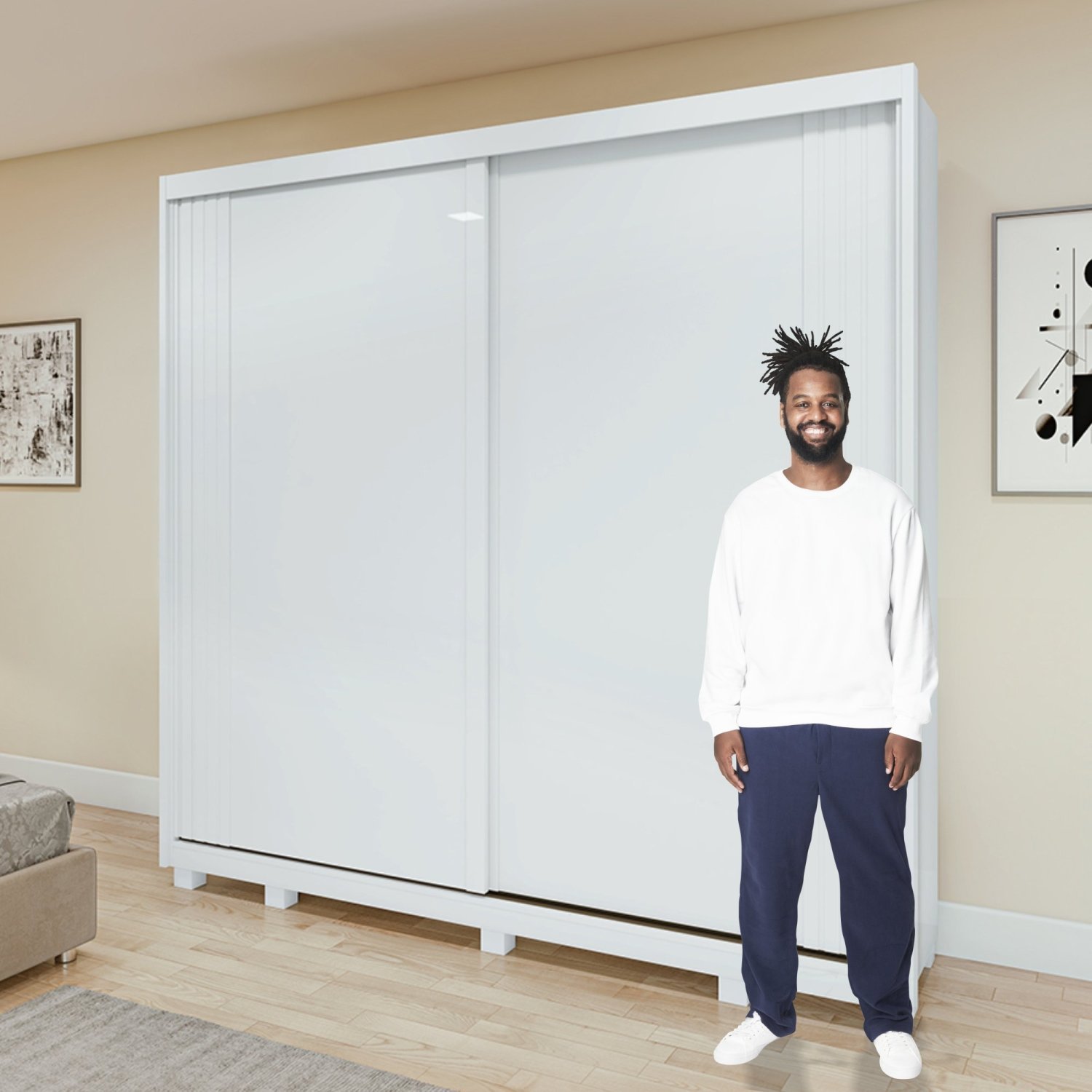Guarda Roupa Casal Ripado 2 Portas 4 Gavetas com Pés Upper Yescasa  - 9