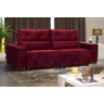 Sofá Retrátil e Reclinável 230 cm Diane Veludo Vermelho Chamby Móveis - 1