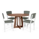 Ver imagem 1 de Mesa de Jantar Redonda Montreal Noronha com 4 Cadeiras Estofadas Ella Branco/cinza