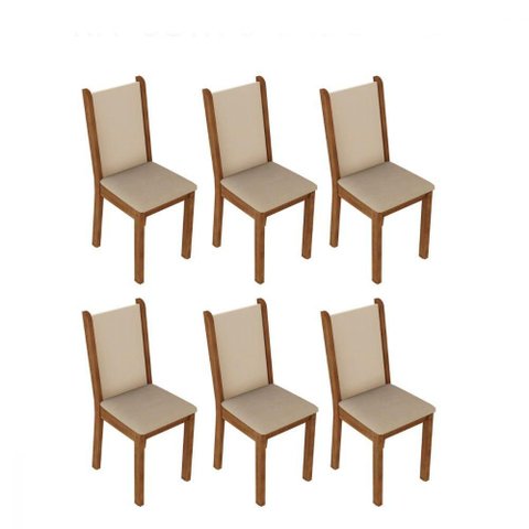 Kit 6 Cadeiras Rustic Crema Pérola Madesa