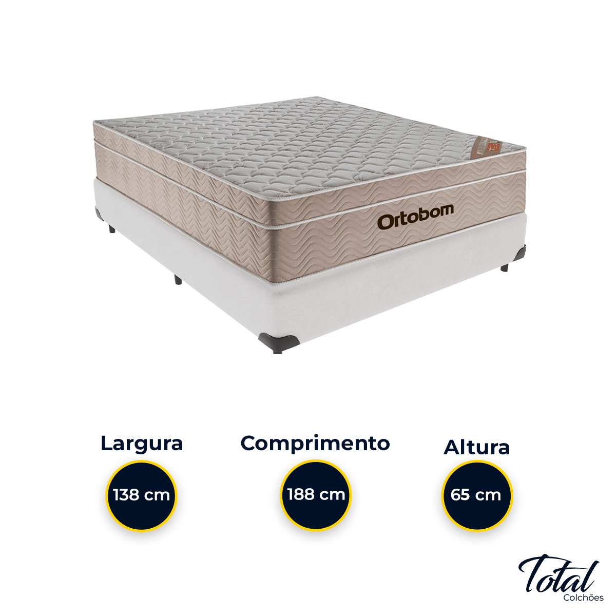 Cama Box Casal Branco e Colchão Airtech Springpocket Molas Ensacadas Ortobom - 3