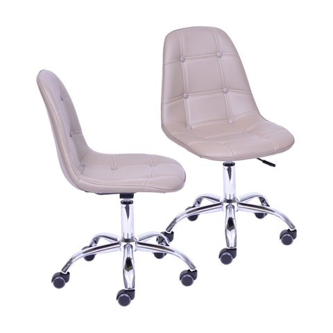 Kit 2 Cadeiras Escritório Eames Botonê com Rodízio Dkr