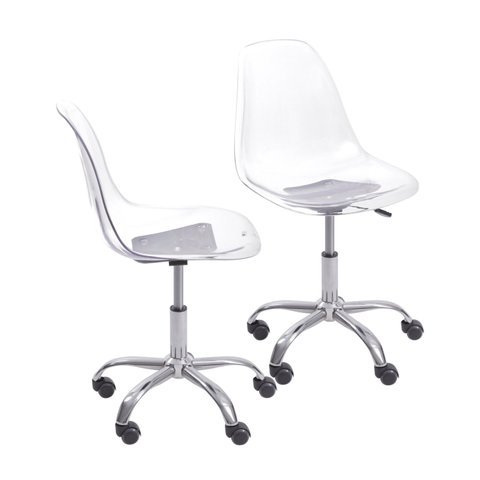 Kit 2 Cadeiras Escritório Eames Giratória com Rodízio Dkr