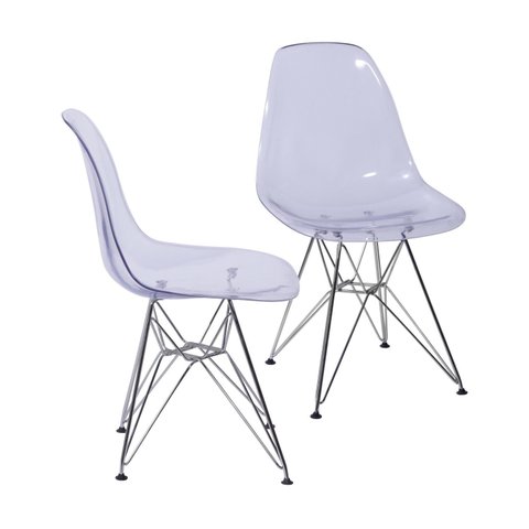 Kit 2 Cadeiras Eames Base Cromada