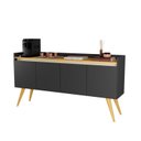 Ver imagem 2 de Buffet Aparador 4 Portas Gold Preto/Mel