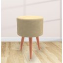 Ver imagem 2 de Kit Par de 2 Puffs Redondo Pés Palito Alto Padrão:bege