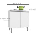 Ver imagem 2 de Balcão Para Fogão Cooktop com tampo 80Cm ATHENA 2 Portas Branco - Megasul