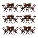 Ver imagem 1 de Kit 6 Conjuntos Mesa Dobrável 70x70cm para Bar com 4 Cadeiras em Madeira Maciça - Imbuia