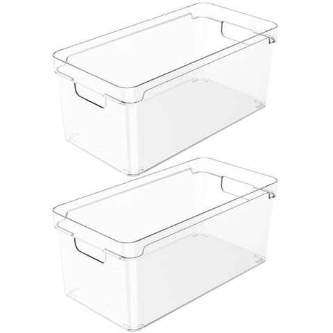Kit 2 Organizadores de Armário 30x15x13cm Caixas Organizadoras Empilháveis com Alças Clear ou