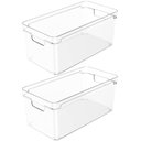 Ver imagem 1 de Kit 2 Organizadores de Armário 30x15x13cm Caixas Organizadoras Empilháveis com Alças Clear ou