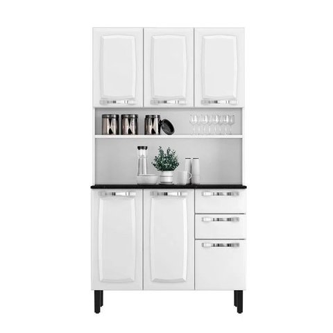 Kit de Cozinha Compacta em Aço 6 Portas 2 Gavetas Pratika Branco - Itatiaia - Kit-105 6pt 2gv Pratik