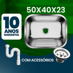 Tanque Inox 304 As Brilho 50x40 Grande32l Sobrepor Embutir - 3