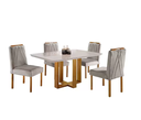 Ver imagem 3 de Mesa de Jantar Lisy Tampo Mdf e Vidro Off 120x80 com 4 Cadeiras de Madeira Maciça Safira Bege