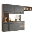 Ver imagem 2 de Cozinha Compacta Modulada Suspensa 7 Portas 2 Gavetas Juliete Cinza/Carvalho Nature/Chumbo