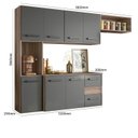 Ver imagem 3 de Cozinha Compacta Modulada Suspensa 7 Portas 2 Gavetas Juliete Cinza/Carvalho Nature/Chumbo