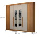 Ver imagem 3 de Guarda Roupa Casal com Espelho 100% MDF 6 Portas 6 Gavetas 235cm Ripado São Carlos Cinamomo/Off White - Leifer