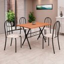 Ver imagem 1 de Conjunto de Mesa Tubular 100x60cm Tampo em MDF com 4 Cadeiras Ane B Preto/Botanic Bege