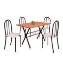 Ver imagem 2 de Conjunto de Mesa Tubular 100x60cm Tampo em MDF com 4 Cadeiras Ane B Preto/Botanic Bege