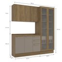 Ver imagem 2 de Armário de Cozinha Modulada Completa Reta 4 Peças 2,00m Botanic Kappesberg - Nogueira/Fendi