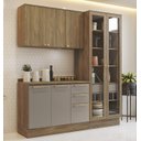 Ver imagem 1 de Armário de Cozinha Modulada Completa Reta 4 Peças 2,00m 241 Botanic Kappesberg - Nogueira/fendi