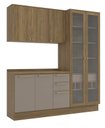 Ver imagem 3 de Armário de Cozinha Modulada Completa Reta 4 Peças 2,00m Botanic Kappesberg - Nogueira/Fendi