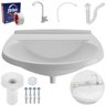 Pia Lavatório Banheiro 8L + Torneira Branca + Sifão Universal Sanfonado + Engate Flexível + Fita Ved - 1