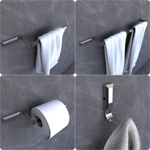 Kit Acessórios Para Banheiro Cromado Empire 4 peças