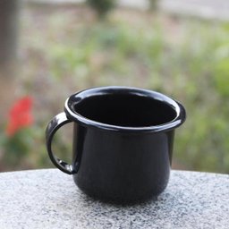 Caneca Esmaltada com Alça Preta Xícara em Ágata para Café 200ml Esmaltados Silva - 2