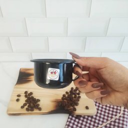 Caneca Esmaltada com Alça Preta Xícara em Ágata para Café 200ml Esmaltados Silva - 5