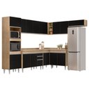 Ver imagem 1 de Armário de Cozinha Modulada de Canto 8 Peças CP02 Balcão com Tampo Castanho/Preto - Lumil Lumil Móve