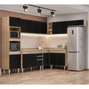 Ver imagem 2 de Armário de Cozinha Modulada de Canto 8 Peças CP02 Balcão com Tampo Castanho/Preto - Lumil Lumil Móve